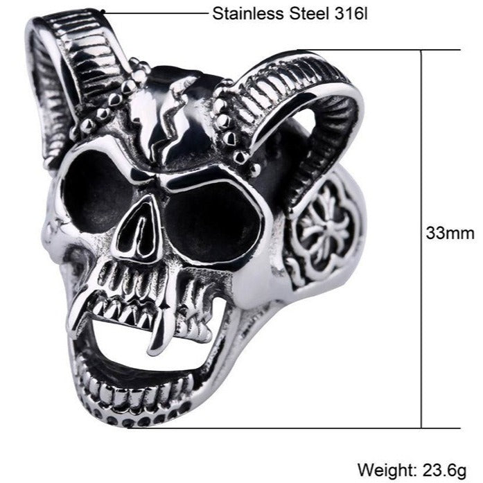 Kemstone Titanium Steel Ram Horn Skull Ring for Men Gothic TR0146