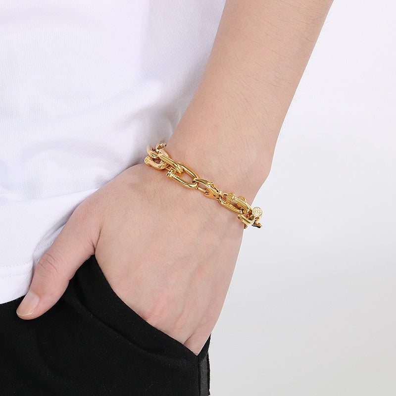 Kemstone Titanium Steel Nail Link Bracelet for Men – Vintage Punk Style KB185405-KJX