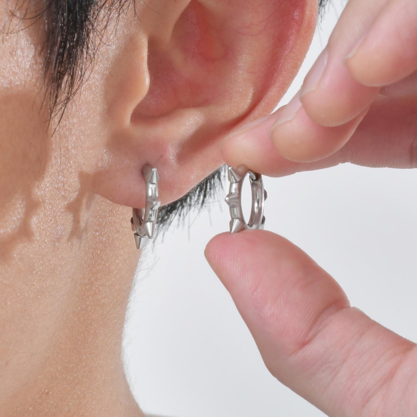 Men’s Titanium Steel Spike Hoop Earring – Punk Street Style EH-751