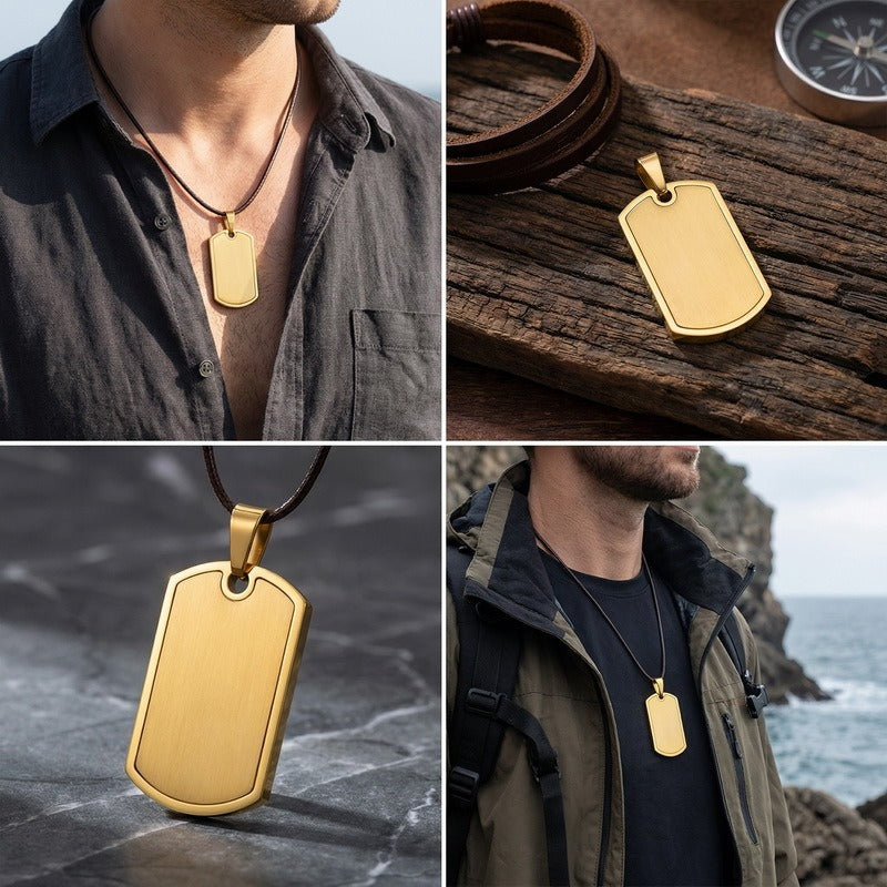 Kemstone Titanium Steel Tag Pendant Necklace – Brushed ID Plate for Men KP118330-ZLA