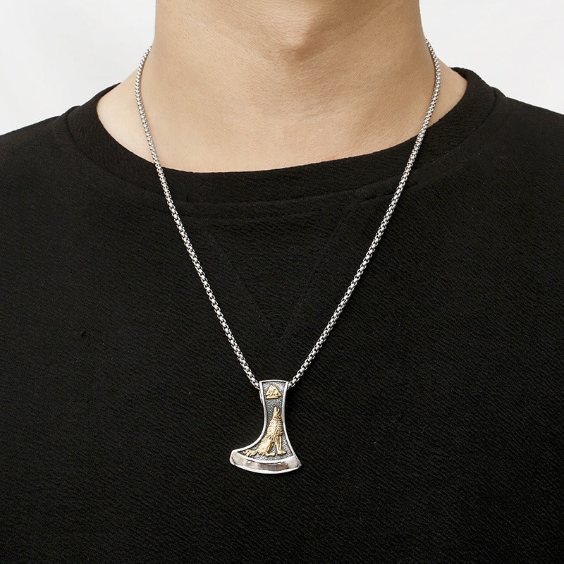 Kemstone Titanium Steel Viking Axe Pendant Necklace for Men KP130625-TLX