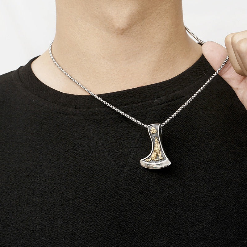 Kemstone Titanium Steel Viking Axe Pendant Necklace for Men KP130625-TLX