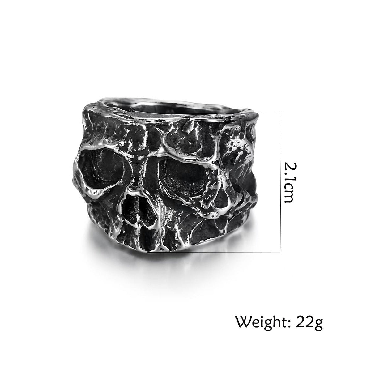 Kemstone Textured Skull Ring for Men Stainless Steel Wide Band TR0502