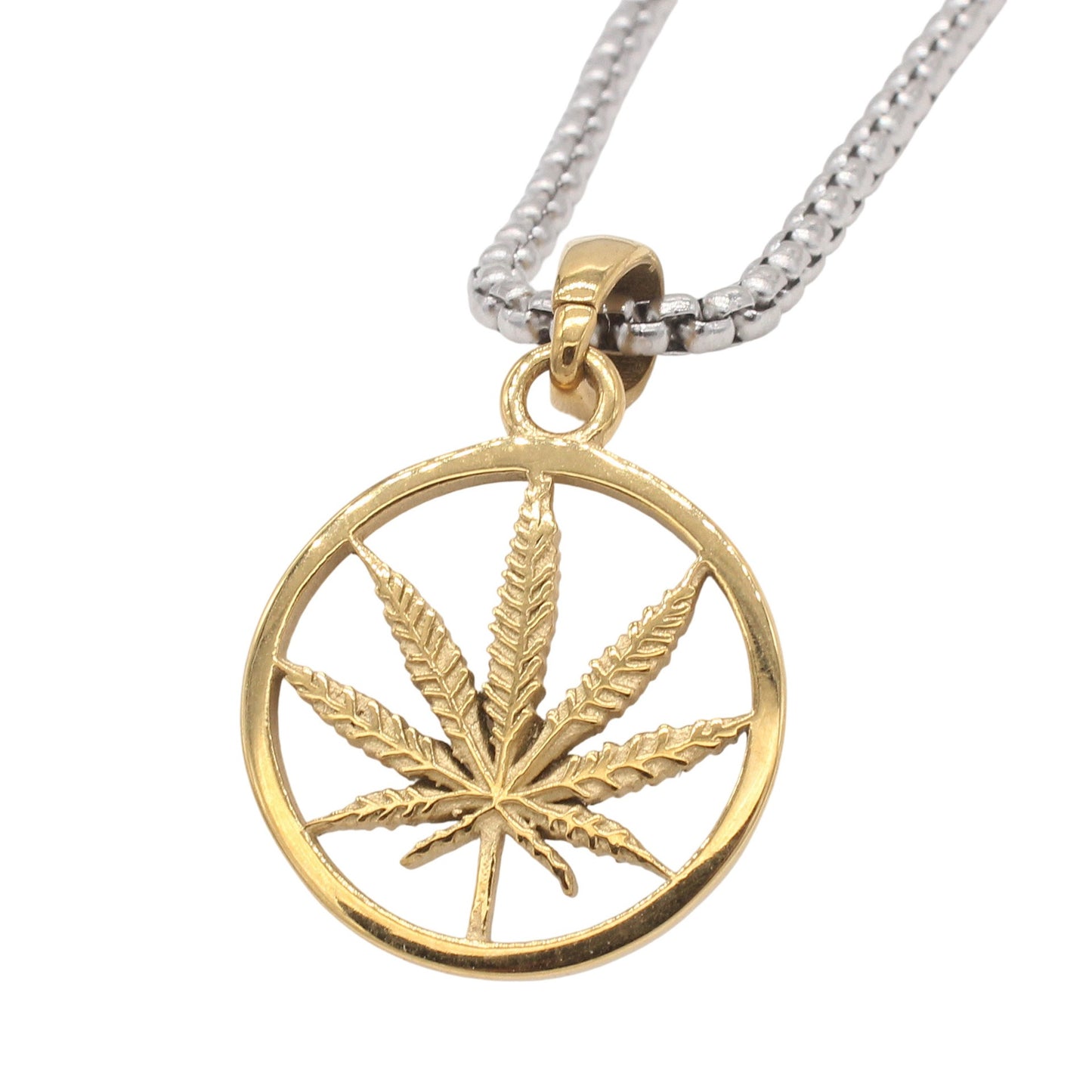 Kemstone Titanium Steel Maple Leaf Pendant Necklace for Men P1542