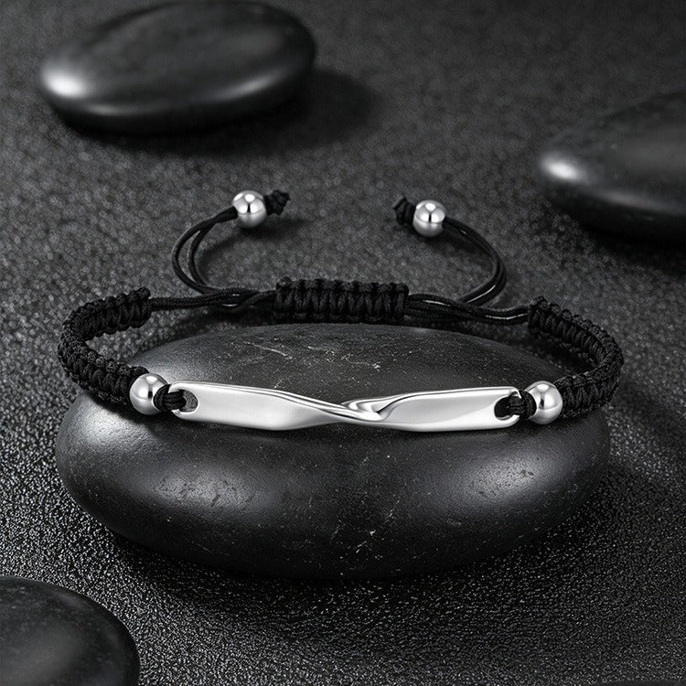 Kemstone Stainless Steel Mobius Braided Cord Bracelet for Men Women BR-3062