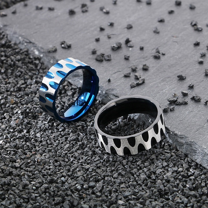 Kemstone Titanium Steel Wave Texture Ring for Men – Sand Finish KR111677-GC