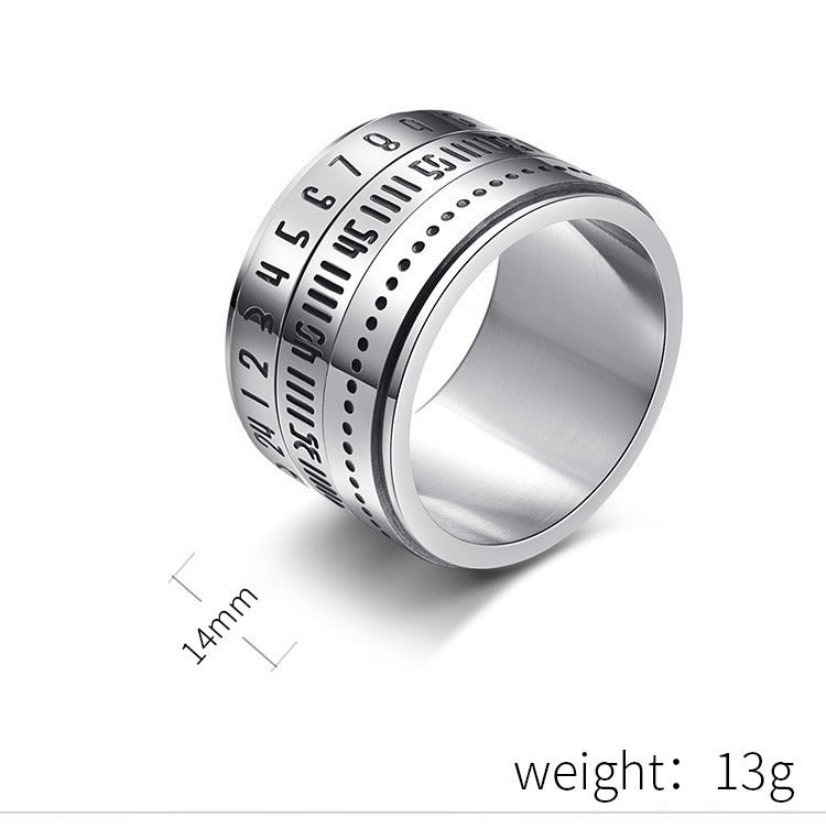 Kemstone Number Spinner Ring for Men Stainless Steel 14MM Wide Band  K-R123