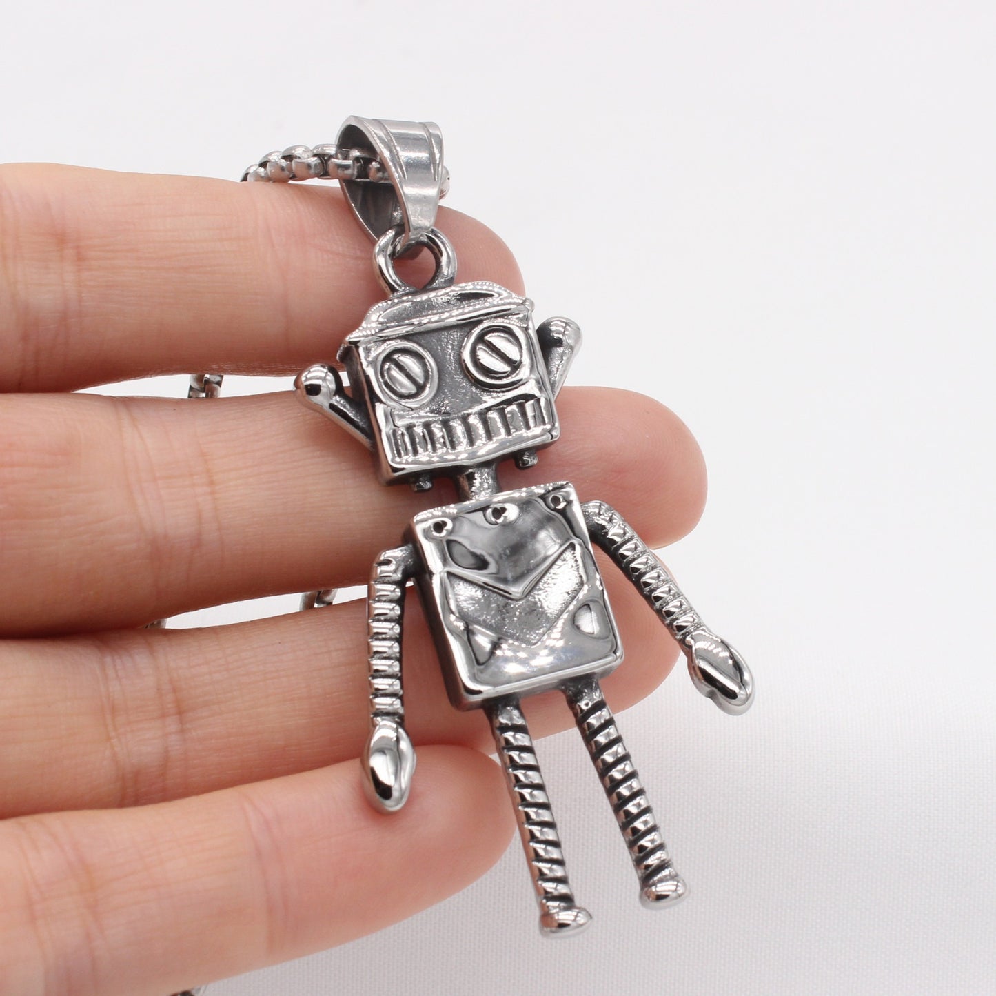 Kemstone Vintage Robot Titanium Steel Pendant Necklace for Men P1499