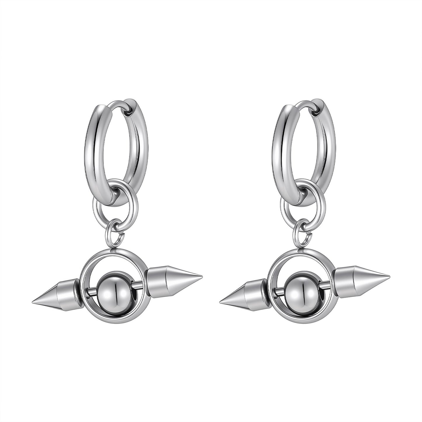 Kemston Mechanical Rivet Hip Hop Stud Earrings for Men Women Stainless Steel EH-1110