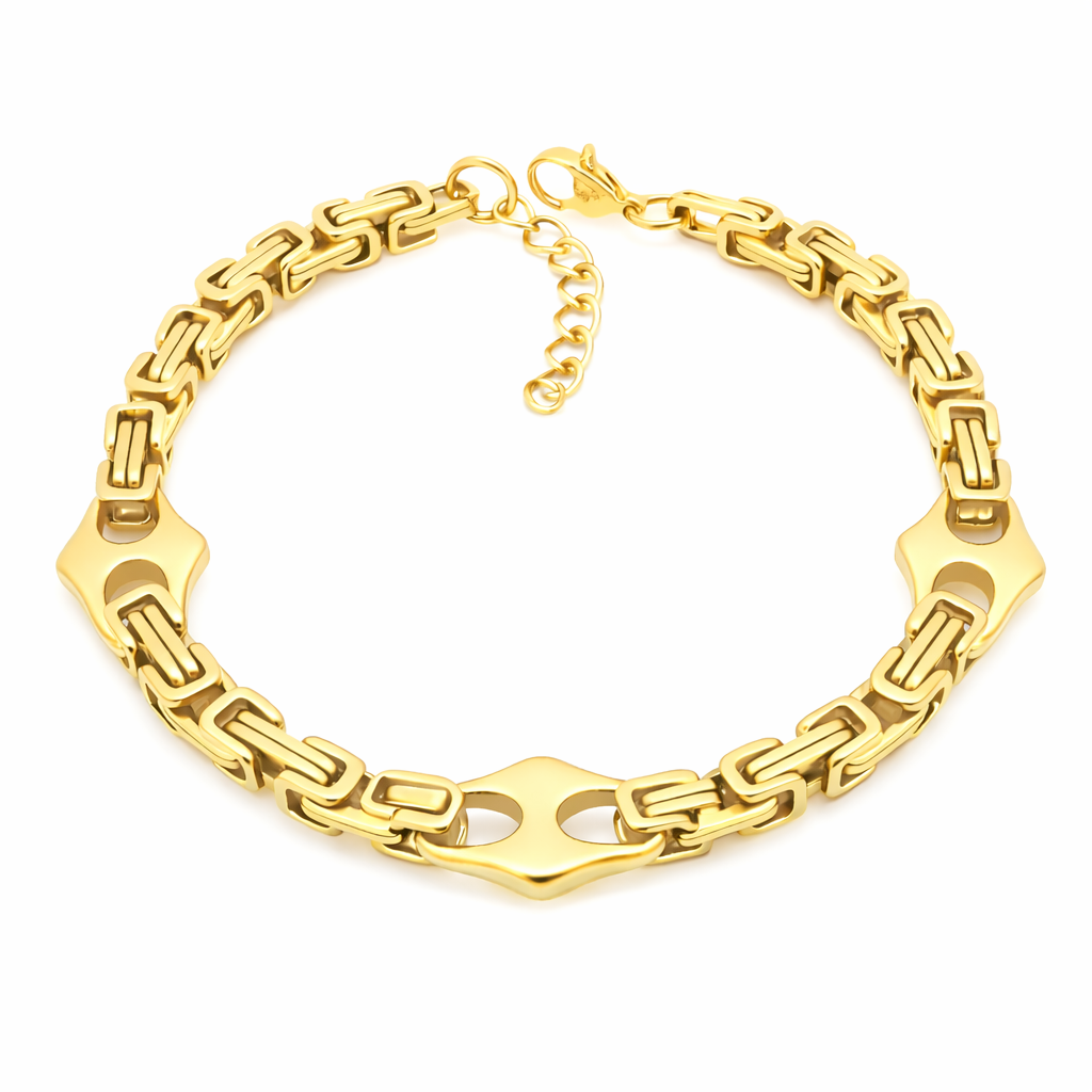 Kemstone Byzantine Chain Bracelet for Men – Titanium Steel Imperial Link KB209968-ZCG