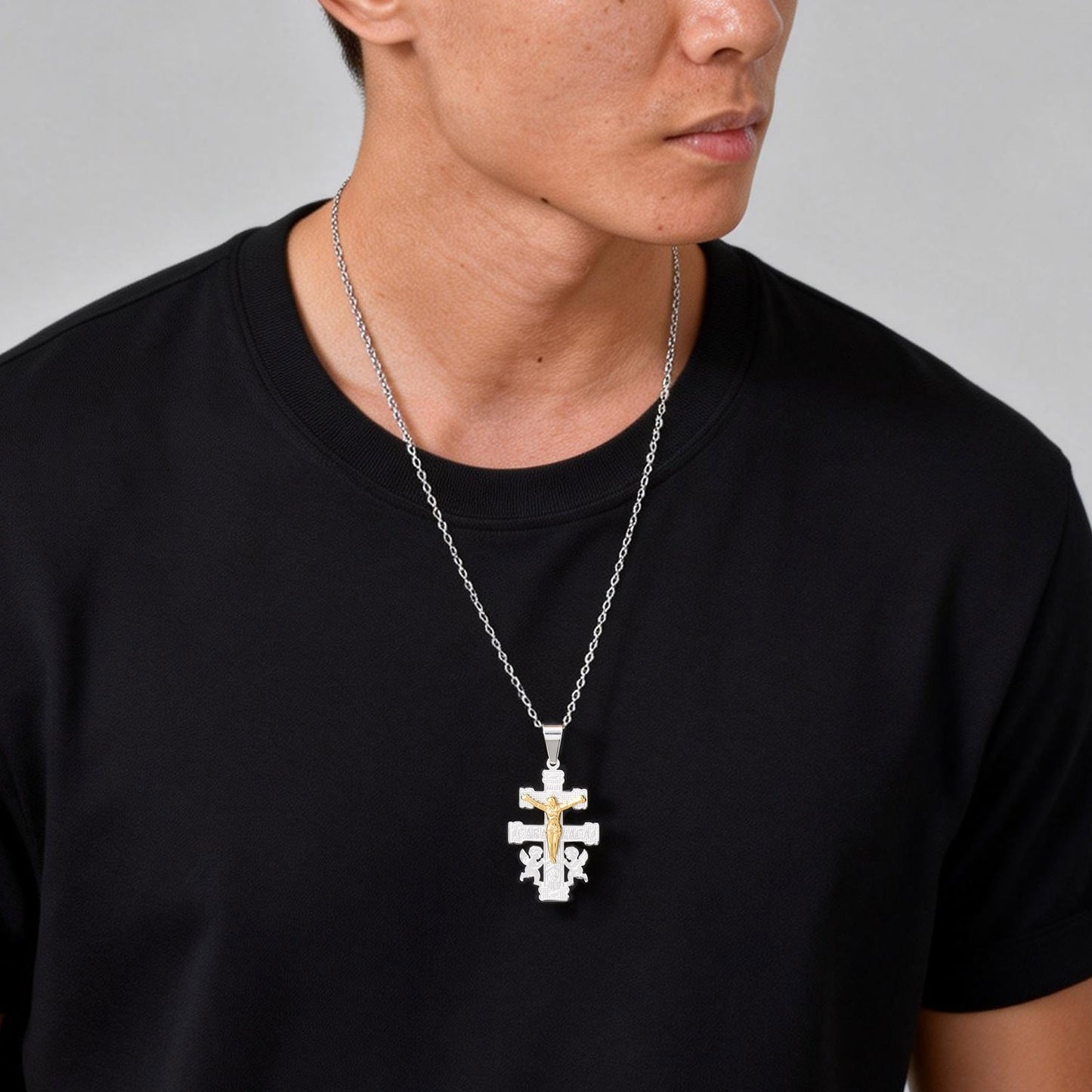 Kemstone Stainless Steel Crucifix Cross Pendant Necklace for Men PN-2318