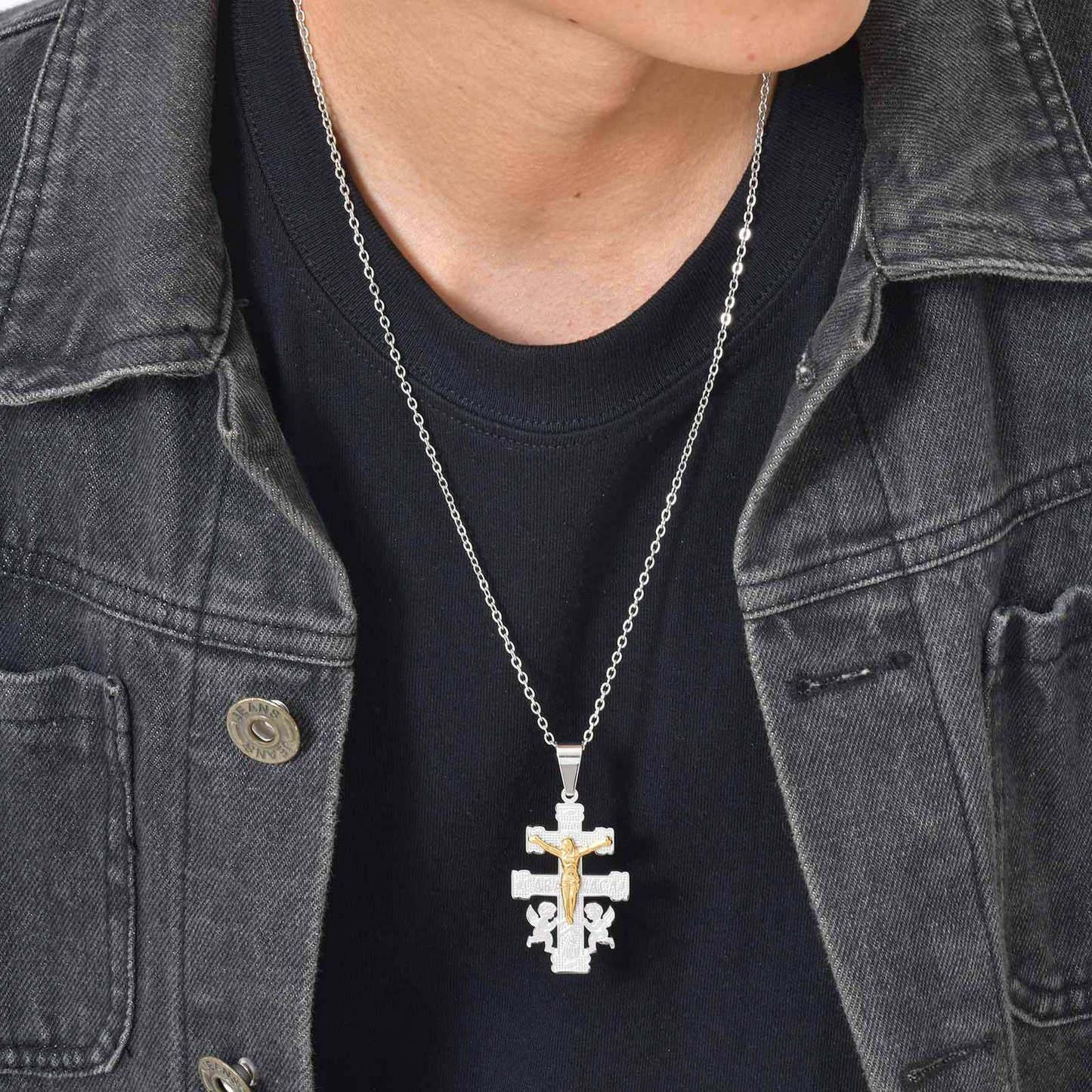 Kemstone Stainless Steel Crucifix Cross Pendant Necklace for Men PN-2318