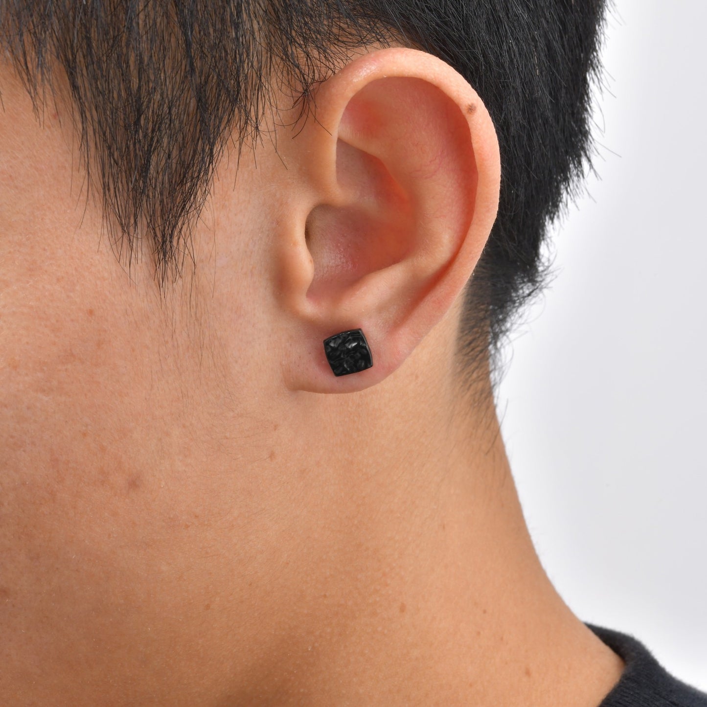 Kemstone Stainless Steel Square Textured Stud Earrings for Men ES-706