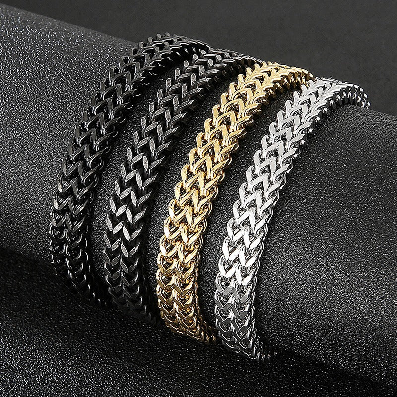 Kemstone Double Row Dragon Bone Chain Bracelet for Men – Titanium Steel Heavy Structure KB150525-KFC