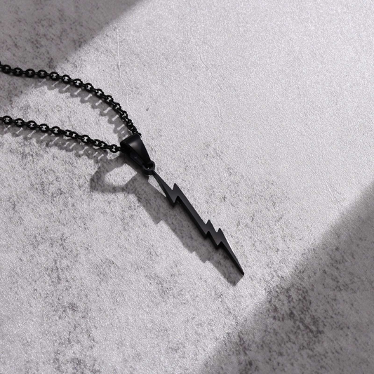 Kemstone Stainless Steel Lightning Bolt Pendant Necklace for Men PN-1829