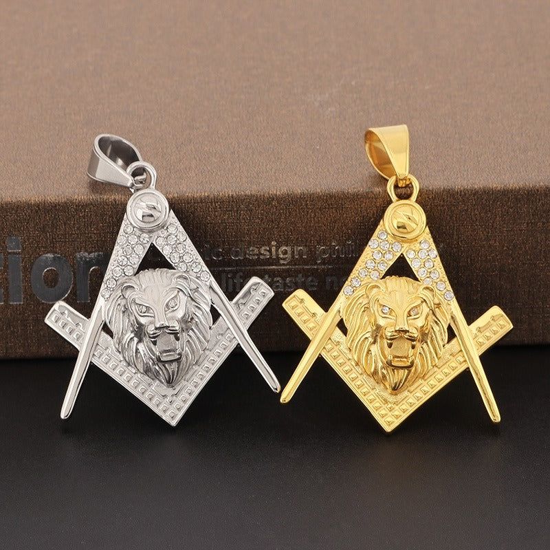 Kemstone Titanium Steel Lion Head Pendant Necklace – Gold-Plated Statement Design for Men KP130478-MZOZ