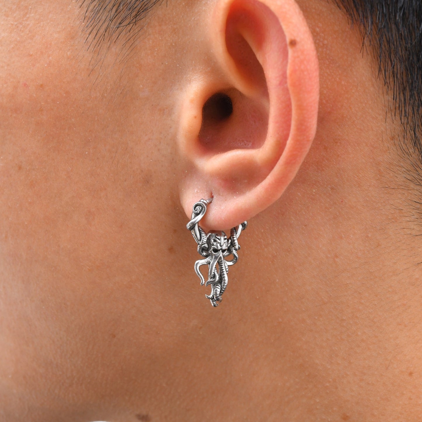 Kemston Stainless Steel Octopus Hoop Ear Cuff Earring for Men EH-891