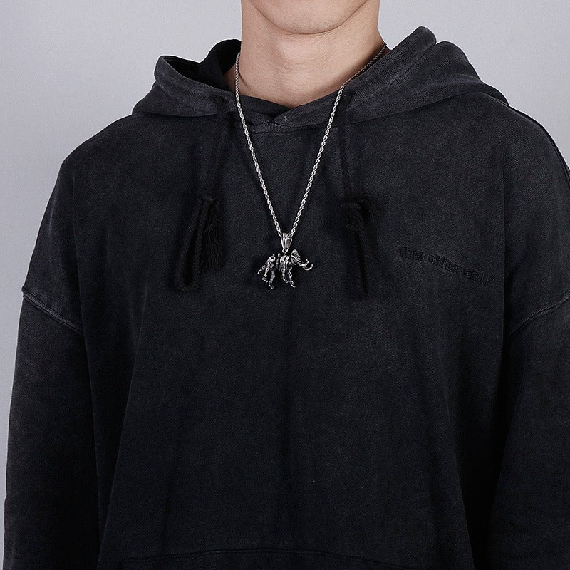 Kemstone Titanium Steel Elephant Skeleton Necklace for Men KP53924-BD