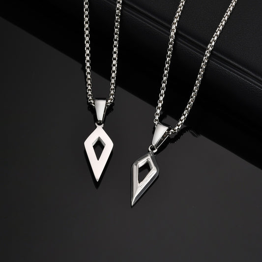 Kemstone Stainless Steel Four-Point Star Pendant Necklace – Beveled Edge Hip Hop Style for Men PN-2170