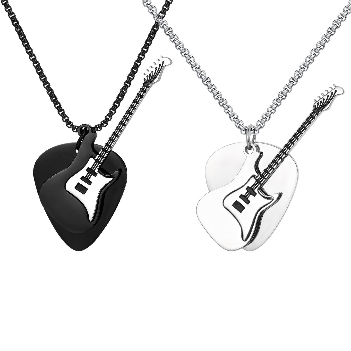 Kemstone Men’s Stainless Stee Guitar Pick Pendant Necklace – Punk Rock NC-2320