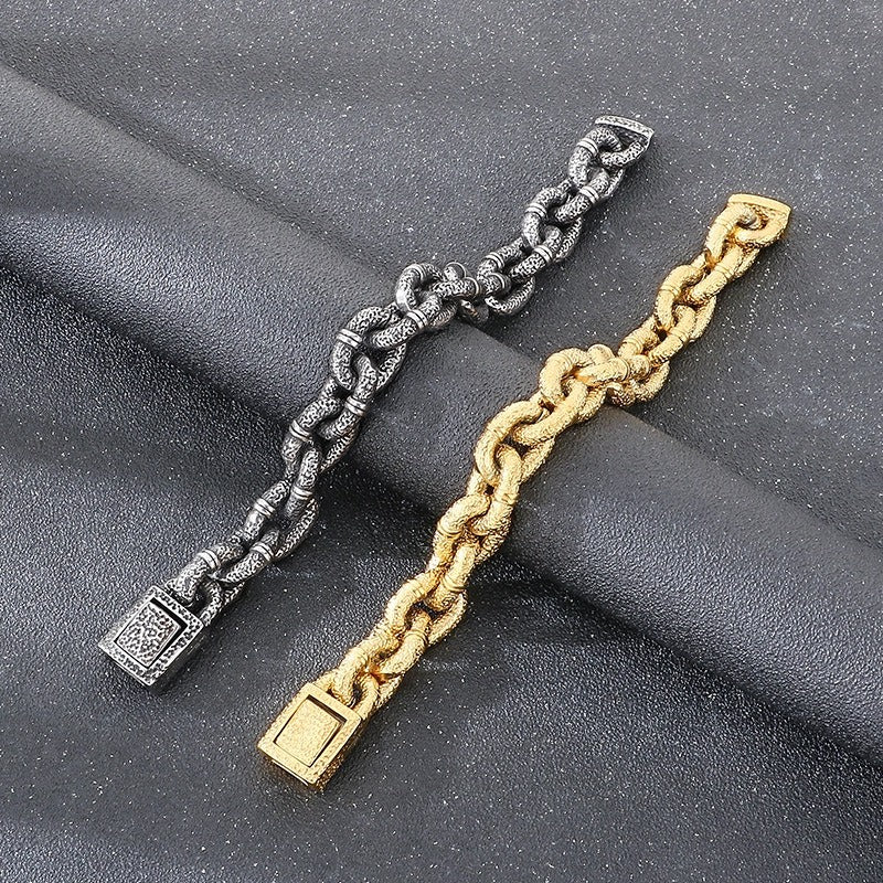 Kemstone Men’s Titanium Steel Chunky Hammered Chain Bracelet KB184821-KJX