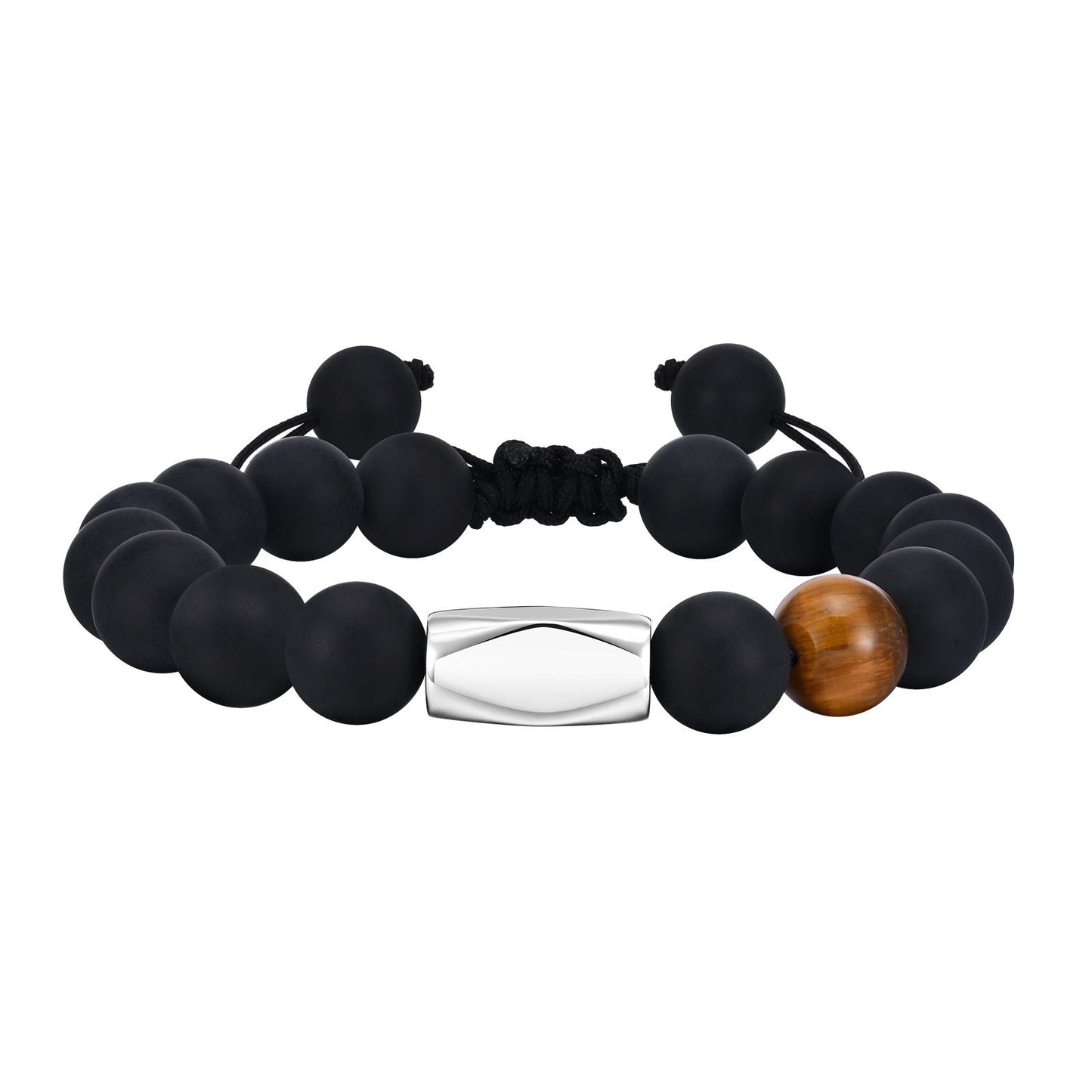 Kemstone Men’s Matte Onyx & Tiger Eye Bracelet – Adjustable Natural Stone Band BR-1680