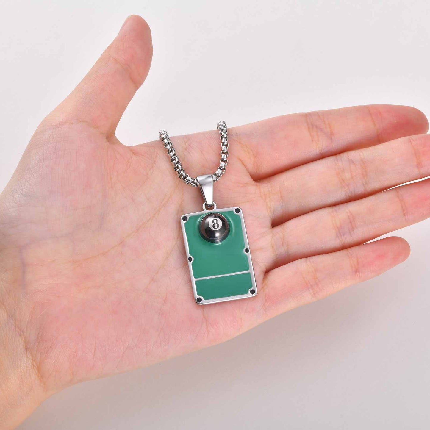 Kemston Stainless Steel 8 Ball Billiard Pendant Necklace for Men PN-2374