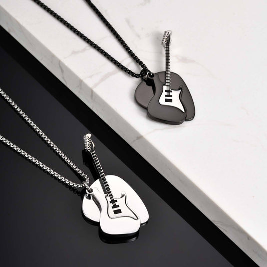 Kemstone Men’s Stainless Stee Guitar Pick Pendant Necklace – Punk Rock NC-2320