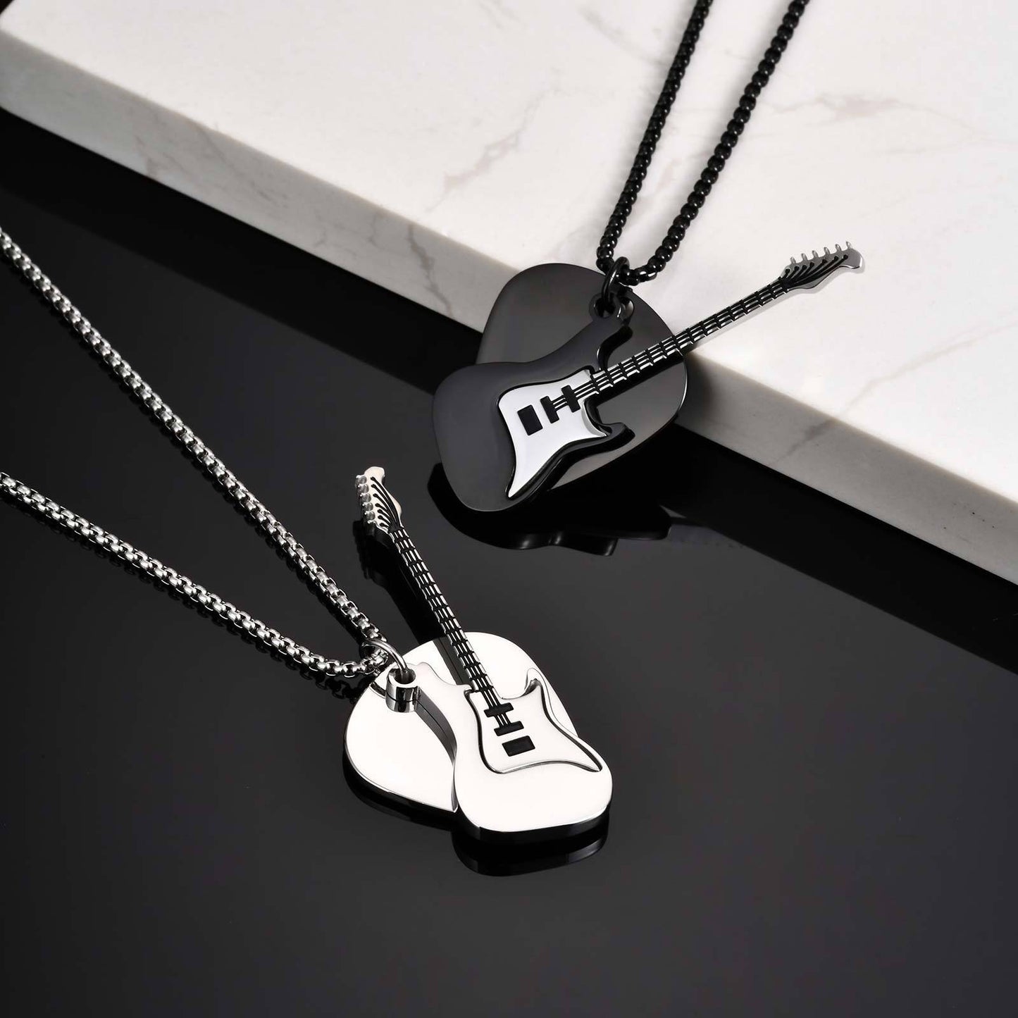 Kemstone Men’s Stainless Stee Guitar Pick Pendant Necklace – Punk Rock NC-2320