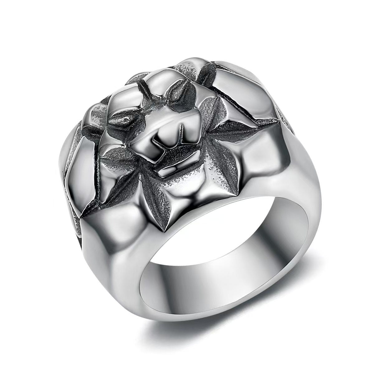 Kemstone Lion Head Ring for Men Stainless Steel Vintage Style TR0456