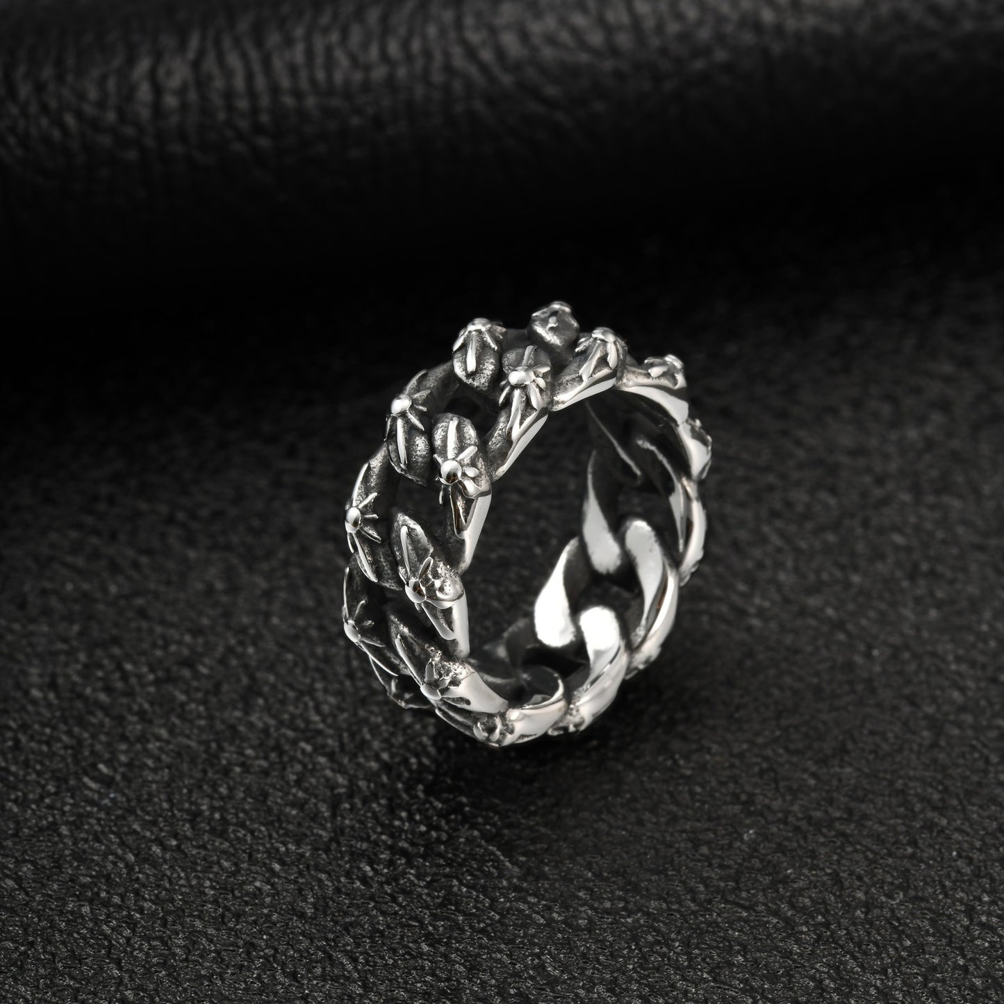 Kemstone Stainless Steel Woven Chain Ring for Men RC-1144S