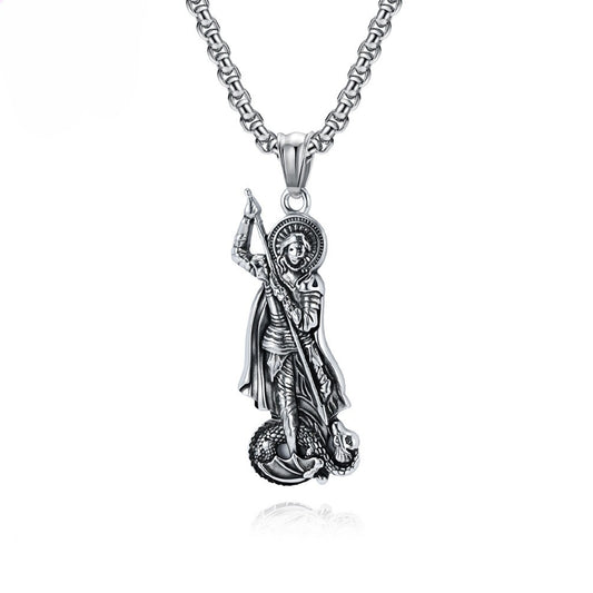 Kemstone Men’s Stainless Steel Saint George Pendant Silver Three Colors K-PT640