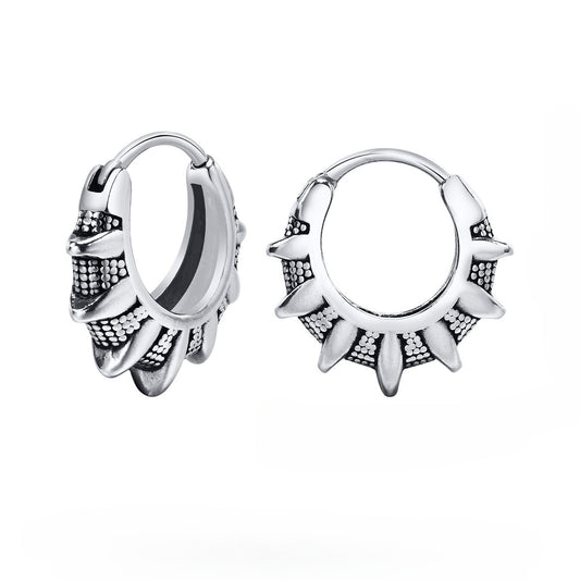 Kemstone Men’s Stainless Steel U-Shaped Hoop Earrings – Vintage Gothic Punk  EH-605