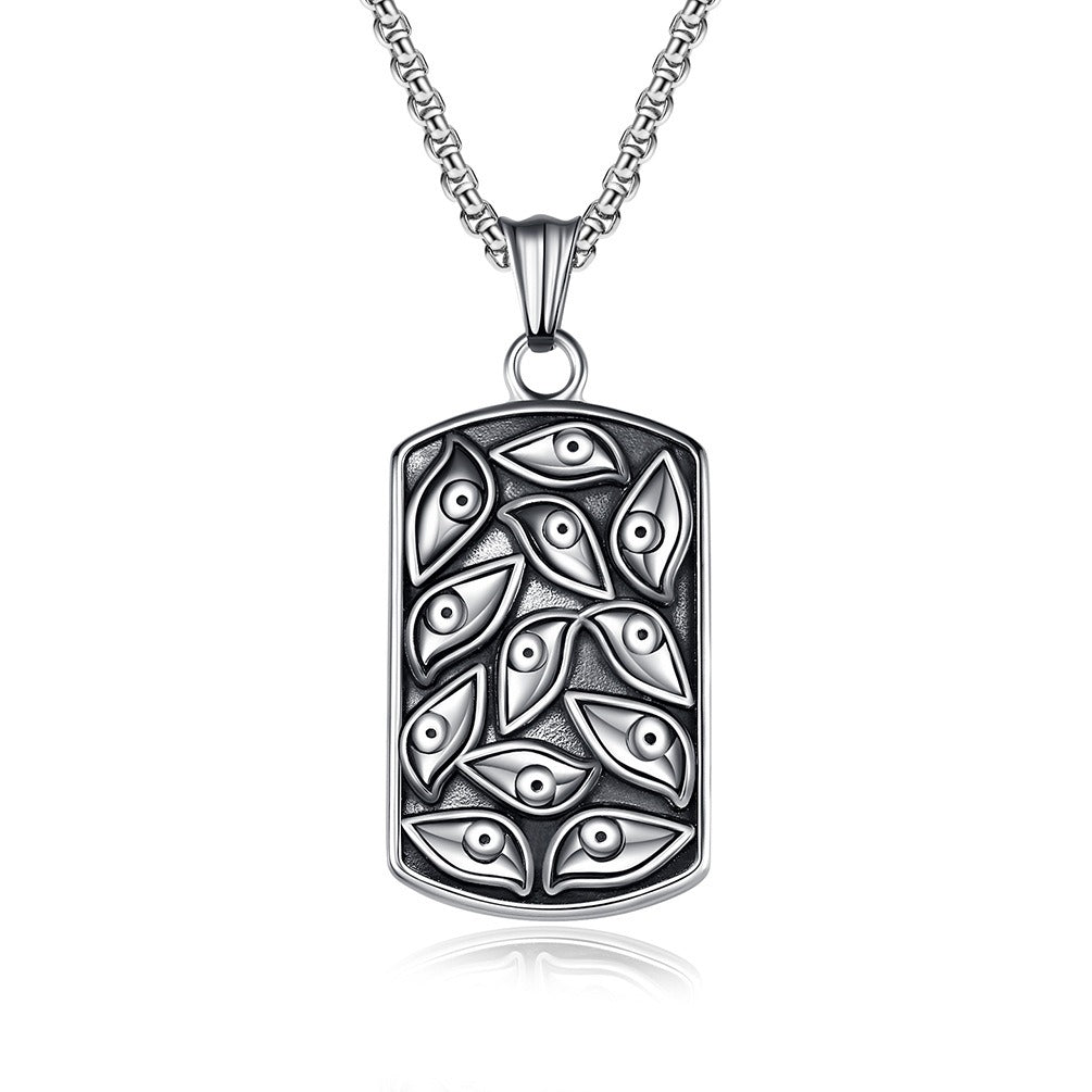 Kemstone Men’s Stainless Steel Necklace – Vintage All-Seeing Eye Pendant K-PT422