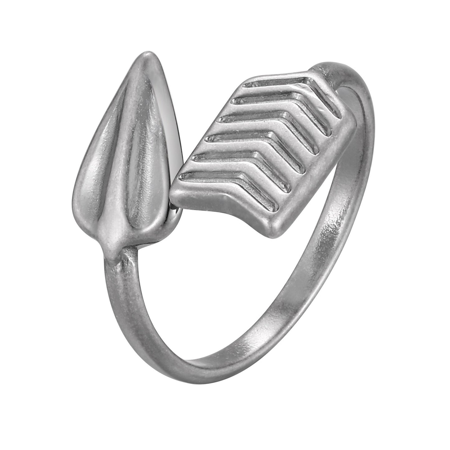 Kemstone Stainless Steel Arrow Open Ring – Minimalist Wrap Style for Men RC-1018G
