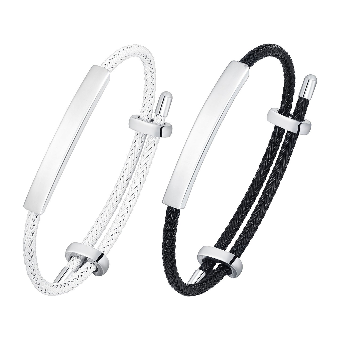 Kemstone Men’s Stainless Steel Bracelet – Adjustable Braided Rope Band BR2410