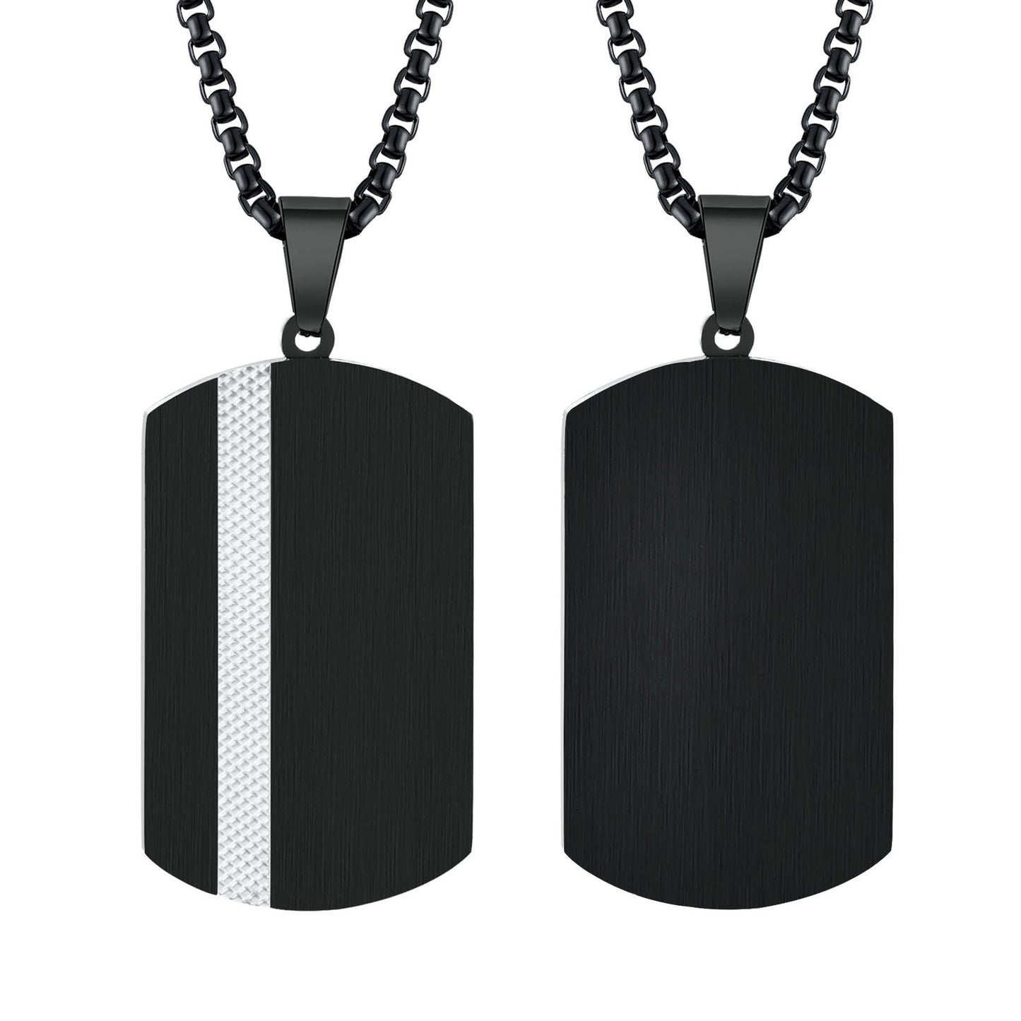 Kemstone Stainless Steel Black Rectangle Pendant Necklace for Men PN-1866