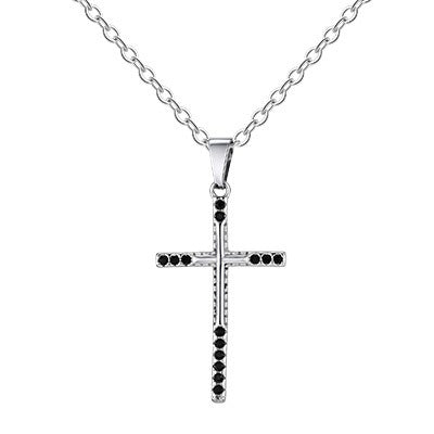 Kemstone Men’s Stainless Steel Cross Necklace – Black Zircon Gothic Pendant PN-2214