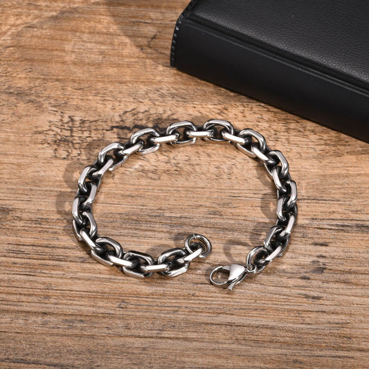 Kemstone Stainless Steel Faceted Chain Bracelet for Men BR2118