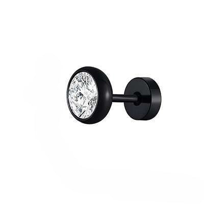 Kemstone Men’s CZ Stud Earrings – Stainless Steel Minimalist Jewelry, Silver/Gold/Black ES-332