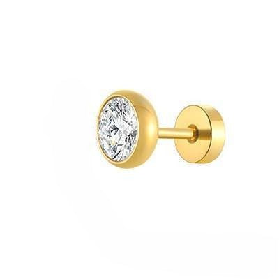 Kemstone Men’s CZ Stud Earrings – Stainless Steel Minimalist Jewelry, Silver/Gold/Black ES-332