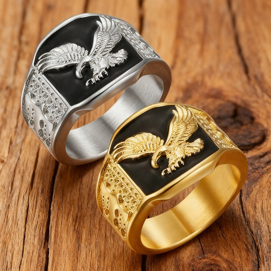 Kemstone Men’s Stainless Steel Eagle Ring – Vintage Street Style Jewelry MJ0071