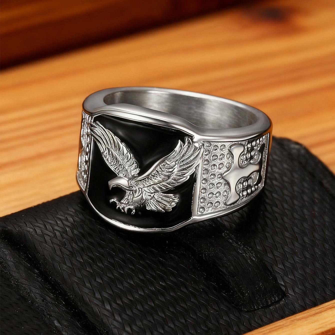 Kemstone Men’s Stainless Steel Eagle Ring – Vintage Street Style Jewelry MJ0071