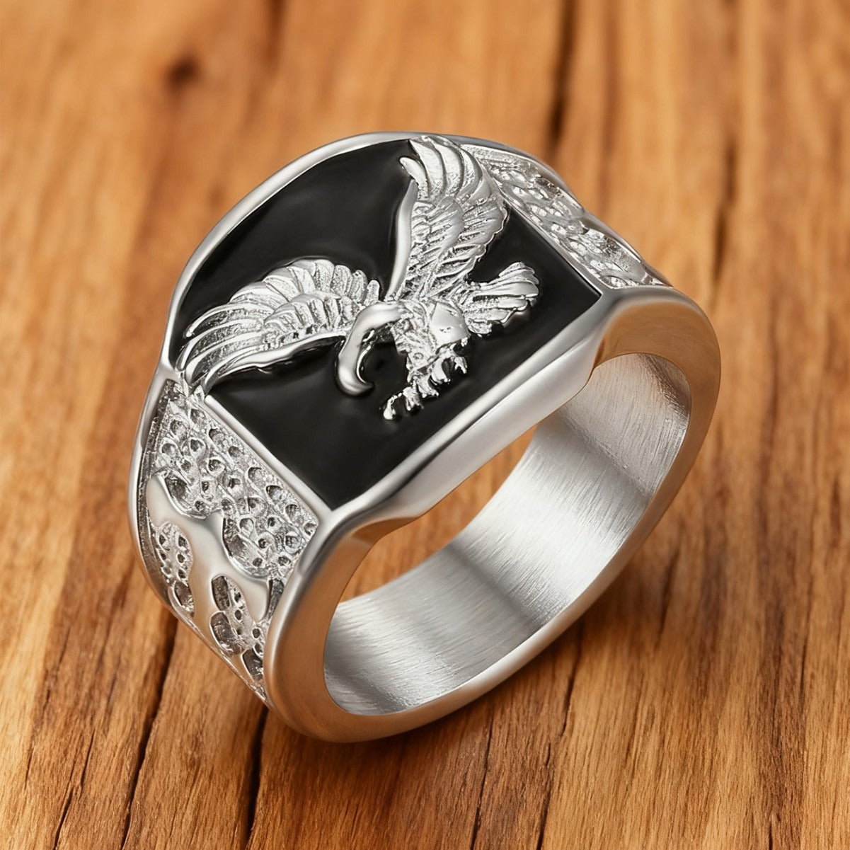 Kemstone Men’s Stainless Steel Eagle Ring – Vintage Street Style Jewelry MJ0071