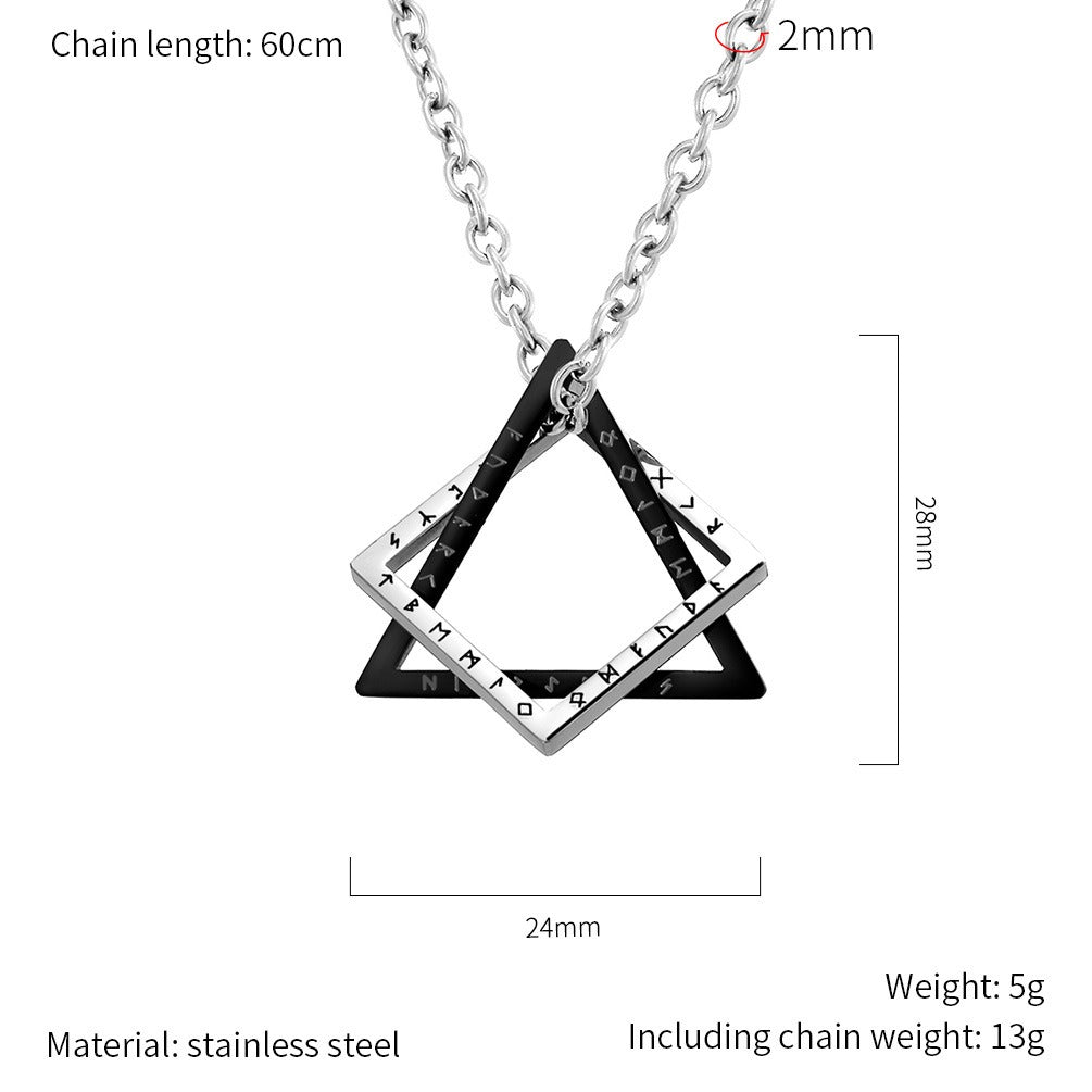 Kemstone Triangle Square Geometric Necklace for Men Stainless Steel K-PT580