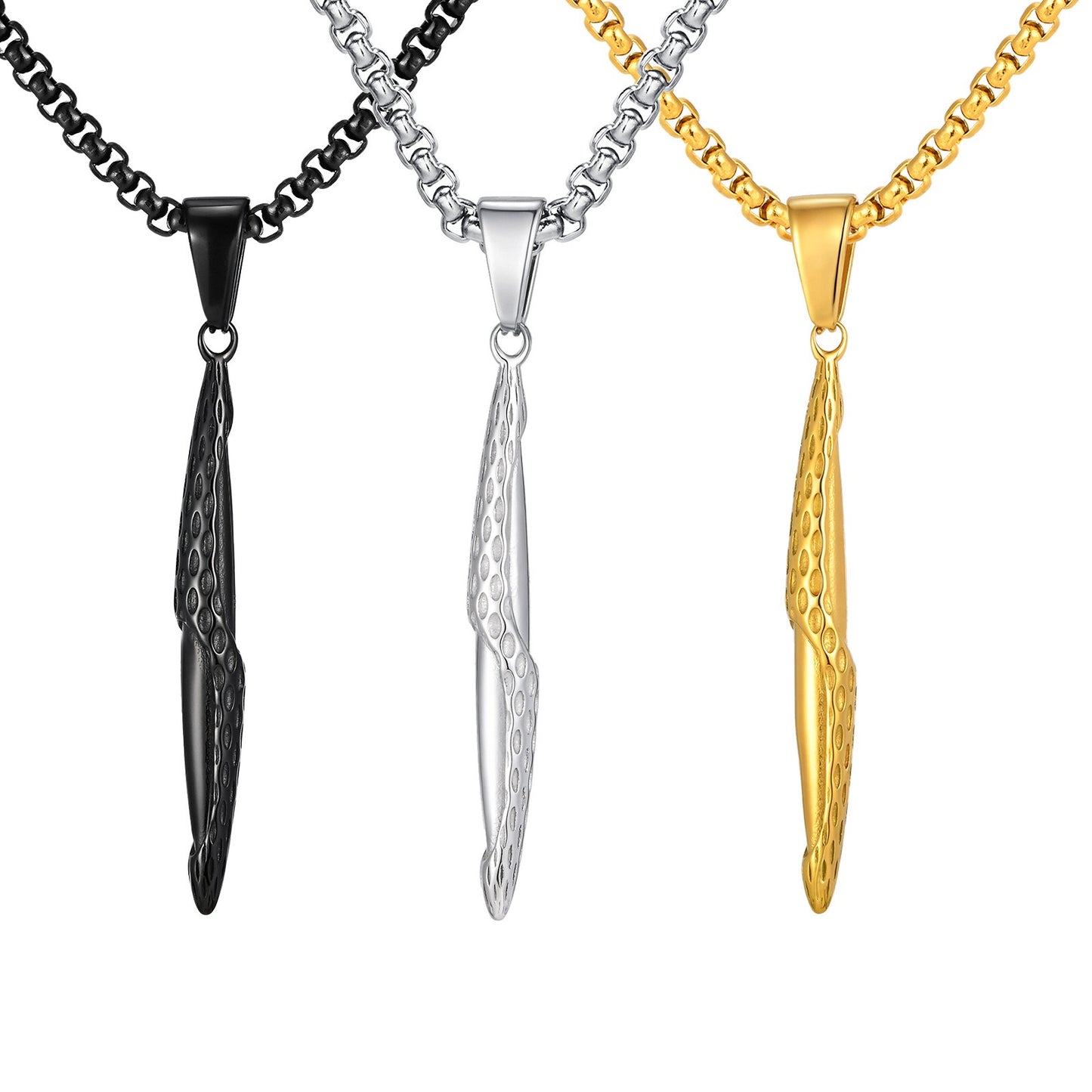 Kemstone Men’s Stainless Steel Hammered Bar Pendant Necklace PN-2217