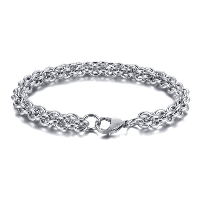 Kemstone Men’s Stainless Steel Lantern Chain Bracelet – Silver 7mm Hip-Hop Style BR-957