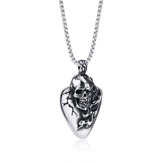 Kemstone Stainless Steel Skull Pendant Necklace for Men – Vintage Carved PN-1644