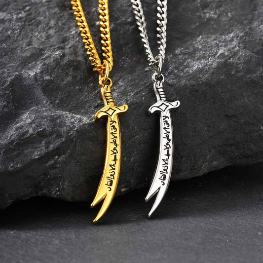 Kemstone Stainless Steel Curved Blade Pendant Necklace for Men PN-2270