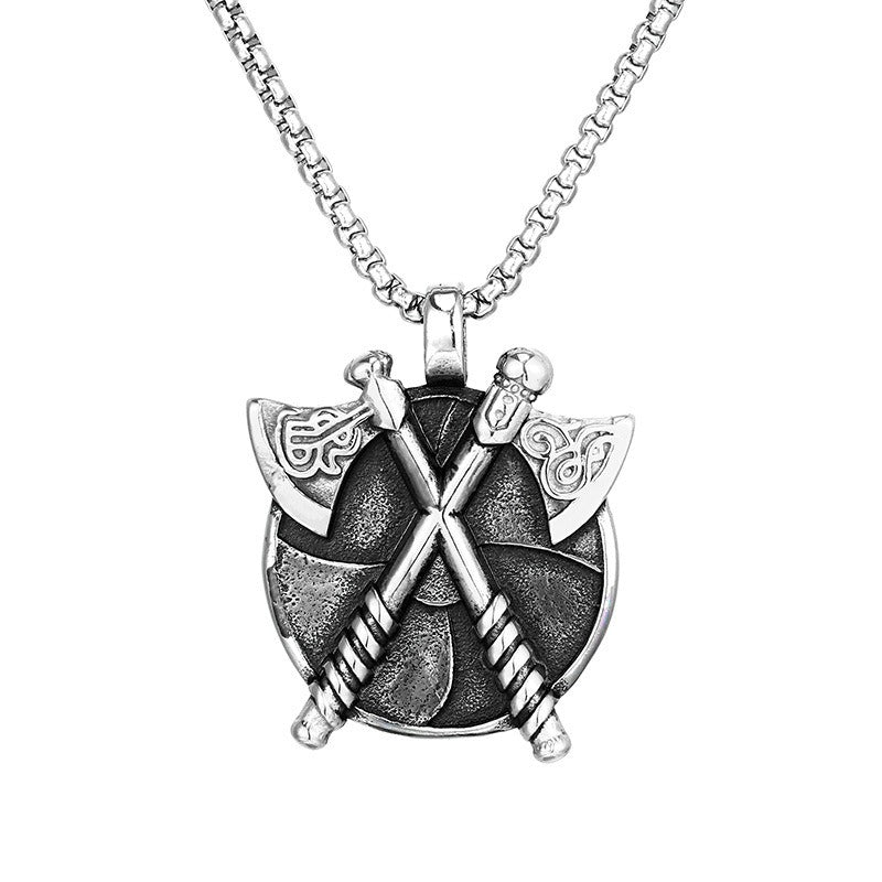 Kemstone Men’s Titanium Steel Viking Double Axe Pendant Necklace KP130637